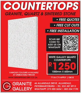 Granite countertops and tombstones