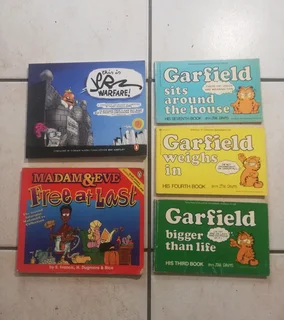 5 Cartoon Books. Garfield, Madam and Eve R40 for the Bundle.