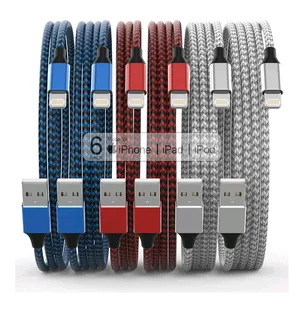 [Apple MFi Certified] 6Pack 3/3/6/6/6/10 FT iPhone Charger Nylon Braided Fast Charging Lightning Cab