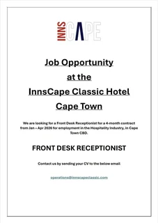 Receptionist Vacancy