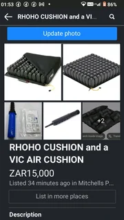R15,000.Size 16 wheelchair blow up wheelchair cushions and a air pocket Vic air good condition cushi