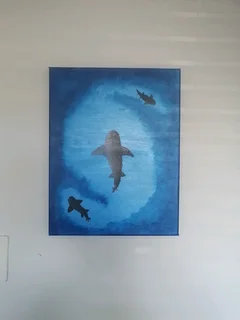 Blue ocean shark, acrylic painting