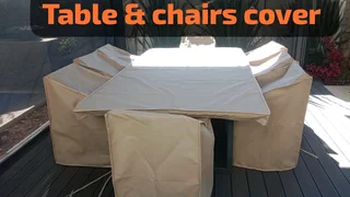 Outdoor patio furniture covers and roller up blinds etc