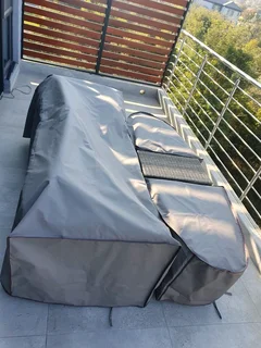 Outdoor patio furniture covers and roller up blinds etc