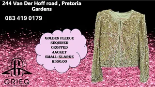 Golden Fleece Sequined Cropped Jacket Small-xlarge