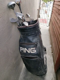 Golf ping leather bag and sticks