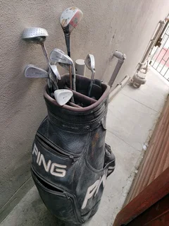 Golf ping leather bag and sticks