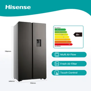 Hisense 514L Side By Side Fridge Freezer Inox H670SITWD
