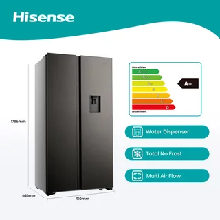 Hisense 514L Side By Side Fridge Freezer Inox H670SITWD