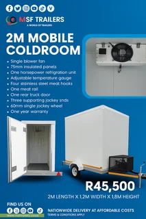 We sell Mobile Coldroom Trailer with 1-Year Warranty – R45,500. Limpopo: Bela Bela, Mokopane, Venda