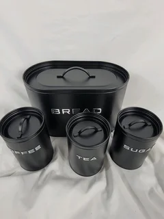 Royal Homeware 4-piece matte black metal kitchen storage set