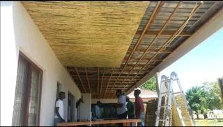 Bamboo fencing and ceiling with