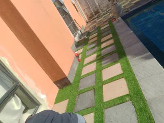 Blocks and artificial grass