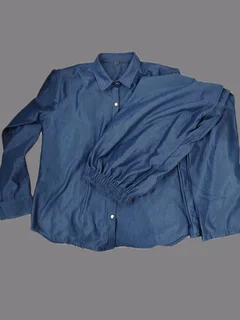Blue Long-Sleeve Button-Up Shirt – Smart Casual with Unique Cuff Detail