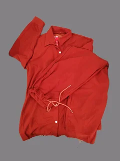 Orange Matching Set – Button-Up Shirt & Drawstring Pants (Casual & Comfy)