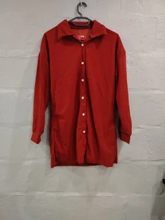 Orange Matching Set – Button-Up Shirt &amp; Drawstring Pants (Casual &amp; Comfy)