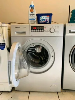Silver Bosch washing machine
