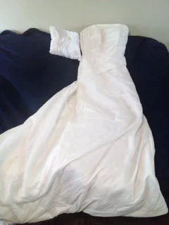 Wedding dress, size 32&#43;ring cushion.