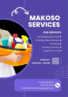 Makoso, domestic, nannies, gardeners, caregiver and house cleaner