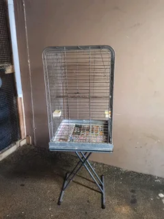 Galvanized Large Parrot Cage and Stand