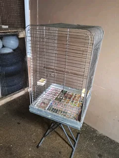 Galvanized Large Parrot Cage and Stand