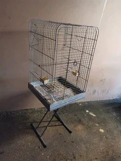 Galvanized Large Parrot Cage and Stand