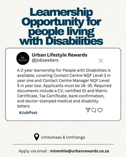 Learnership For Individuals Living with Disability