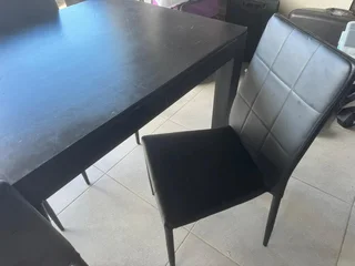 Black Dining Table with 4 Matching Chairs