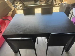 Black Dining Table with 4 Matching Chairs