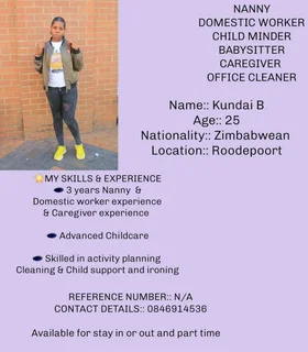 I'm looking a job as a nanny or housekeeper