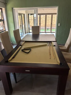 pool/dining table with chairs