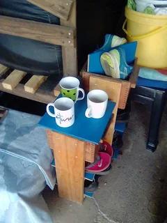 Wooden shelves table chair multi purpose