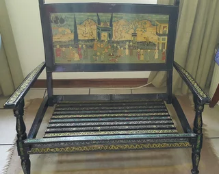 Vintage Nanglia Art hand painted bench