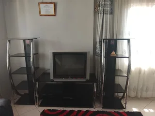 3 piece glass and chrome cabnit