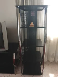 3 piece glass and chrome cabnit