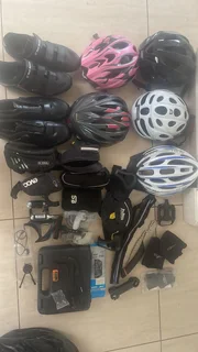 Cycling gear including shoes and helmets