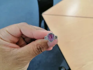 Amethyst &amp; Diamond Engagement Ring Pear Shape