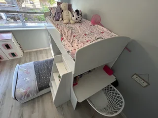 Solid Wood Kids Double Bunk, No Bolts or Screws