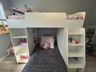 Solid Wood Kids Double Bunk, No Bolts or Screws