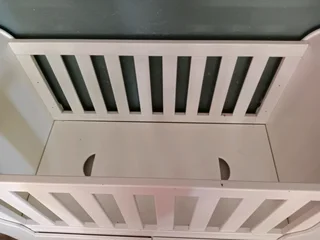 White Wooden Baby Cot with Mattress & Storage Drawers With Rocking chair