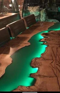 Pure wood artistic designed and handcrafted pieces of furniture with option of epoxy rasin