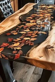 Pure wood artistic designed and handcrafted pieces of furniture with option of epoxy rasin