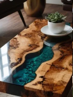 Pure wood artistic designed and handcrafted pieces of furniture with option of epoxy rasin