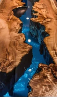 Pure wood artistic designed and handcrafted pieces of furniture with option of epoxy rasin