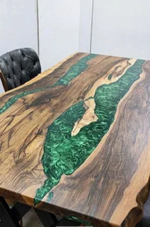 Pure wood artistic designed and handcrafted pieces of furniture with option of epoxy rasin