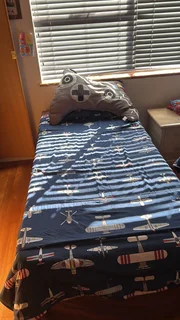 Double bunk and 2 single beds