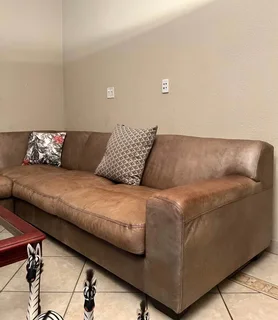 Large Coricraft Top Grain Leather Corner Couch