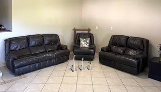 Luxury Alpine Full Genuine Leather Recliner Set