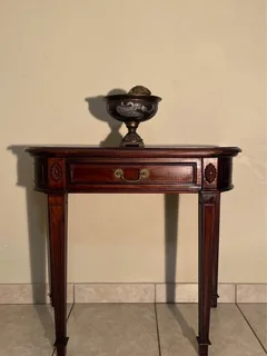Solid Mahogany Semi Round Hall Table With Drawer