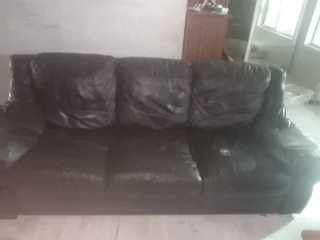 Genuine black leather sofa